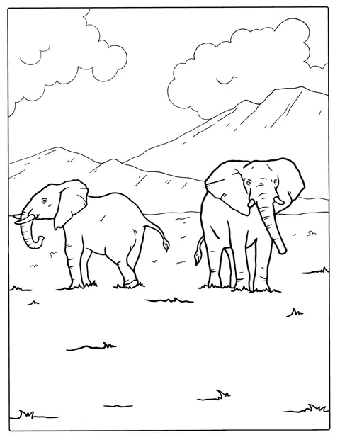 Zwei Elefanten laufen gemeinsam durch die weite Wildnis.