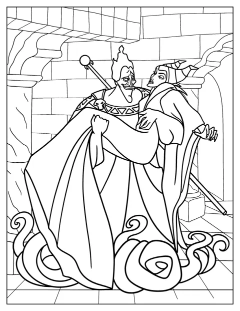 Hades lleva a Maleficent en brazos, como a una novia.