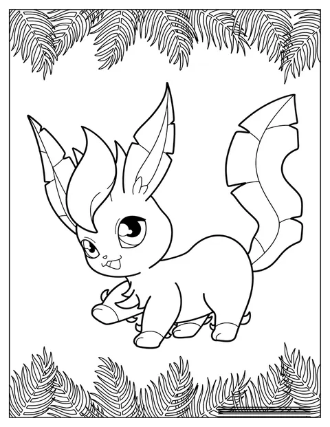 Cute Chibi Leafeon Coloring Sheet For Kids