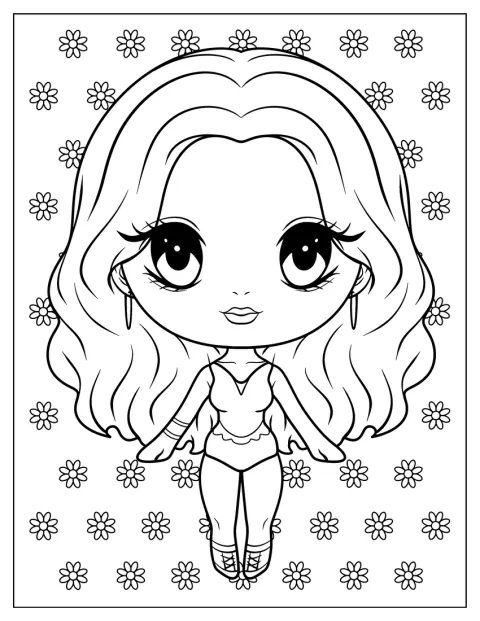 Urocza, stylizowana Beyoncé przedstawiona jest jako mała postać chibi.