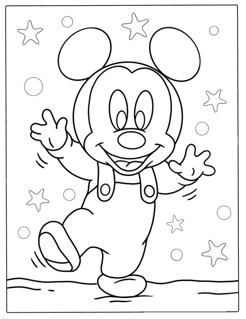 Mickey Mouse posa sonriente con su aspecto clásico.