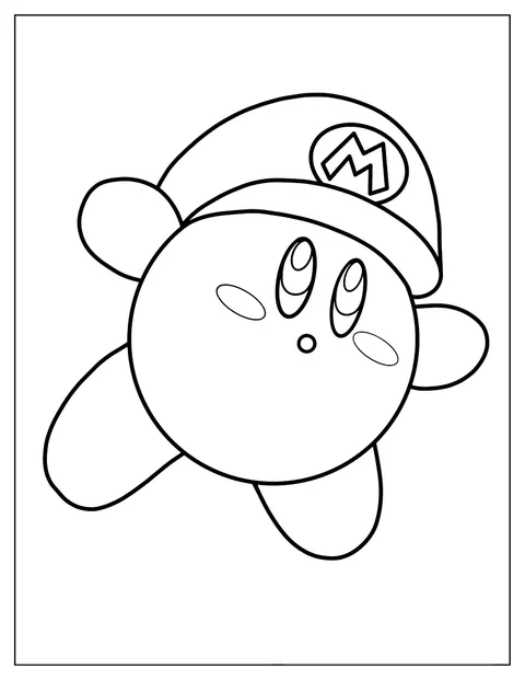Kirby lleva un atuendo inspirado en Mario.