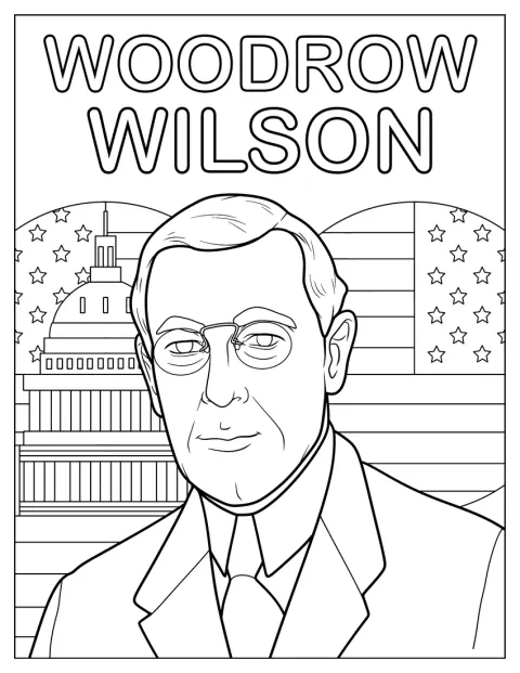 Le président Woodrow Wilson est représenté en portrait.