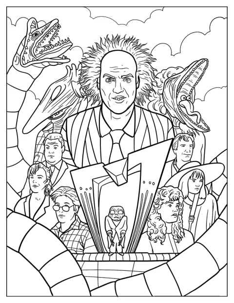 Un póster reúne imágenes de Beetlejuice y elementos de la película.