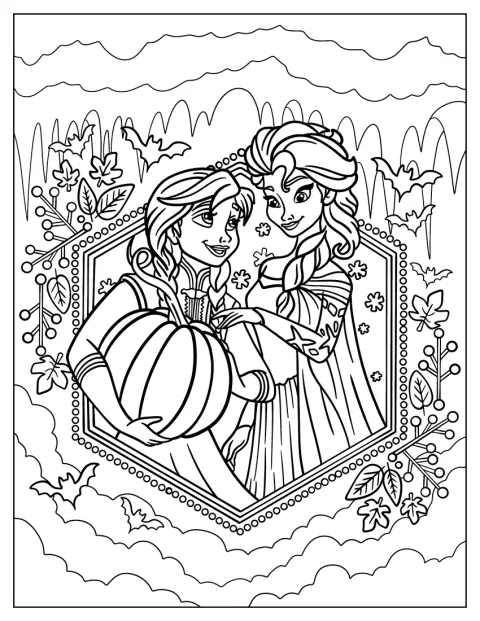Anna och Elsa håller tillsammans i en pumpa till Thanksgiving.