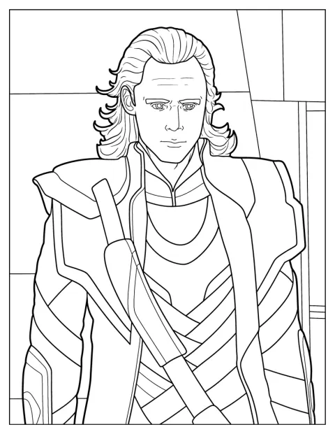 Loki, Thor testvére, jellegzetes öltözékében áll.