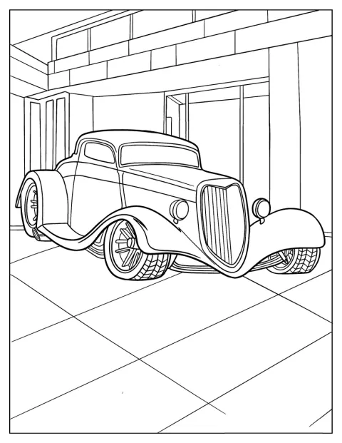 Jednoduchý hot rod je zachycen z boku.