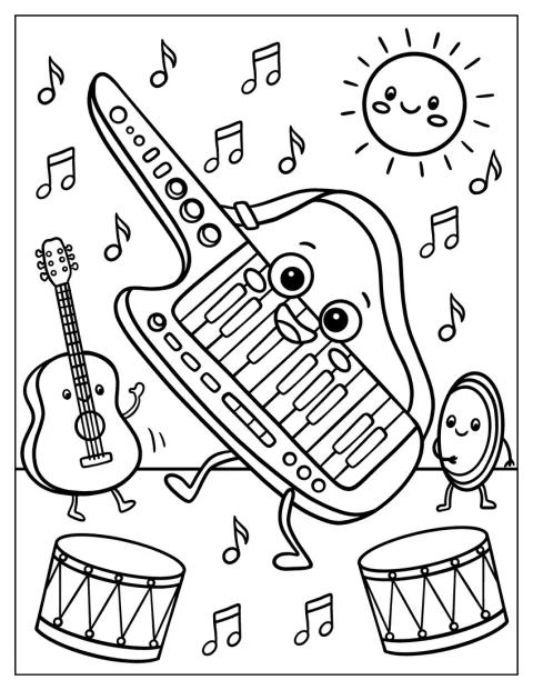 Muzycy grają na keytarze i gitarze w zespole.