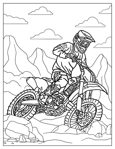En kører sidder på sin Kawasaki-crosser.