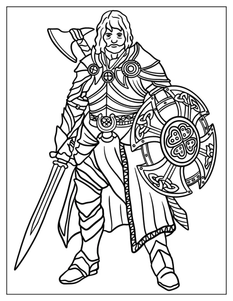 Dungeons And Dragons Coloring Page Of Fighter In Full Gear