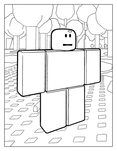 Robloxのキャラクターが正面を向いて立っています。