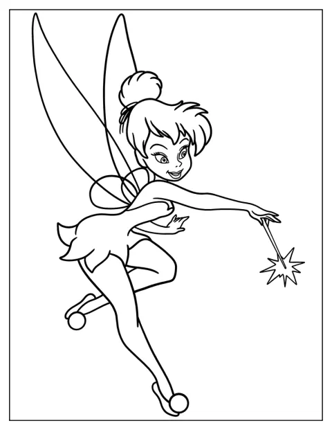 Tinker Bell fliegt mit ihren zarten Flügeln durch die Luft.