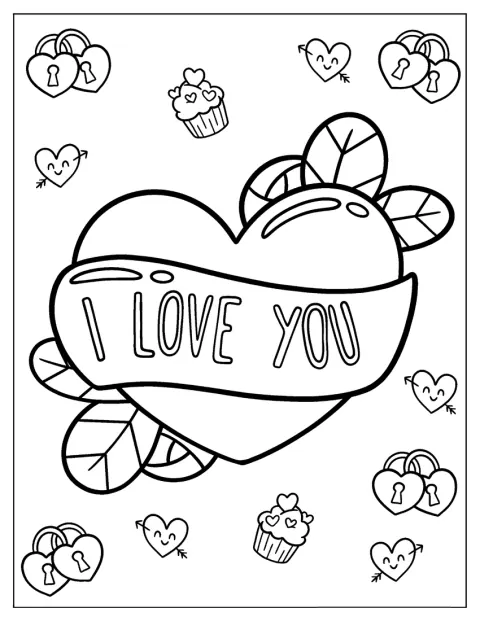 Les mots « Je t’aime » sont entourés de motifs décoratifs.