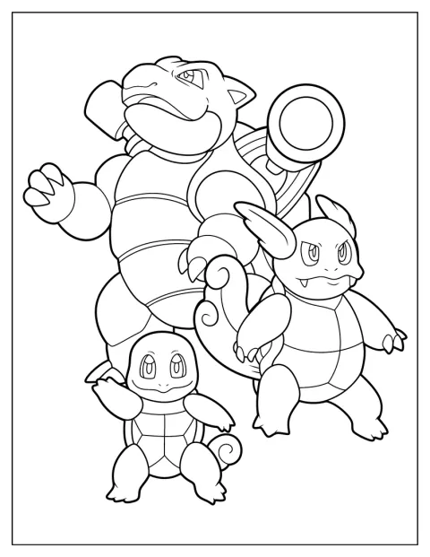 Schiggy, Schillok und Turtok zeigen die drei Entwicklungsstufen der Pokémon.