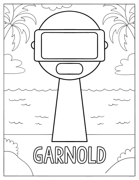 Sprunki Coloring Page Of Garnold At The Beach