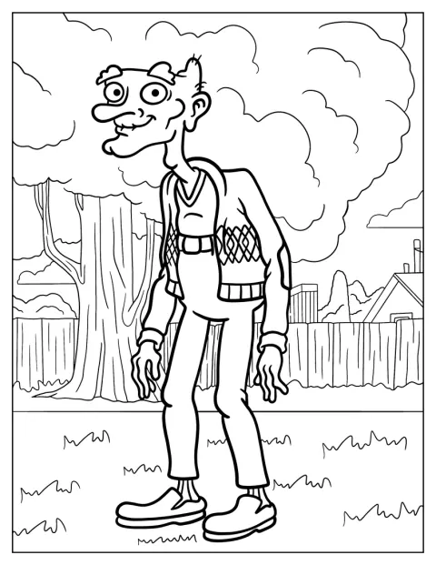 Phil Shortman porte un cardigan et semble accueillant.