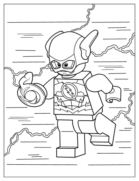Flash aparece como una figura de Lego con su traje característico.