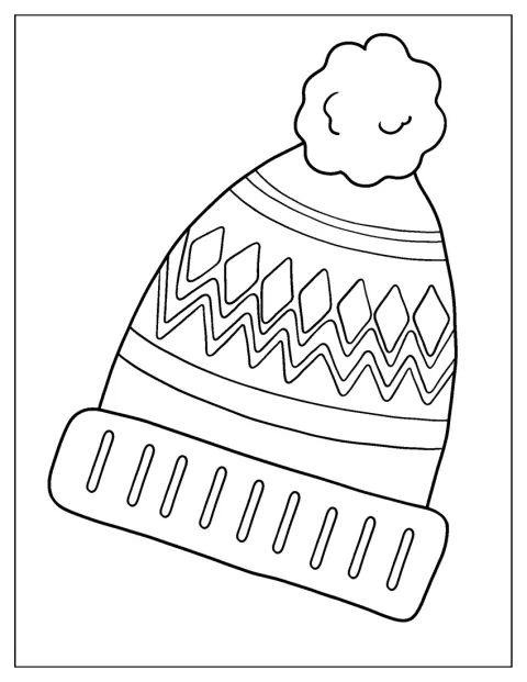 Een eenvoudige warme wintermuts is van voren afgebeeld.