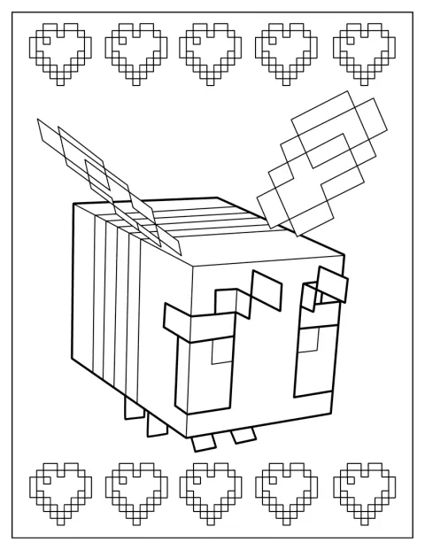 マインクラフトに登場するミツバチが描かれています。