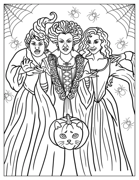 Sarah, Mary en Winifred Sanderson staan samen uit Hocus Pocus.