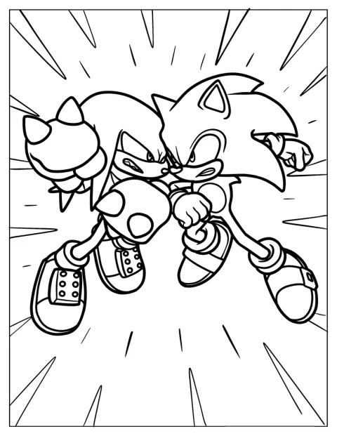 Knuckles ja Sonic ottavat yhteen taistelussa.