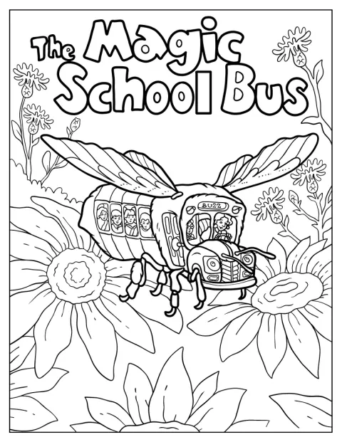 Magic School Bus Coloring Page As A Bee In A Garden