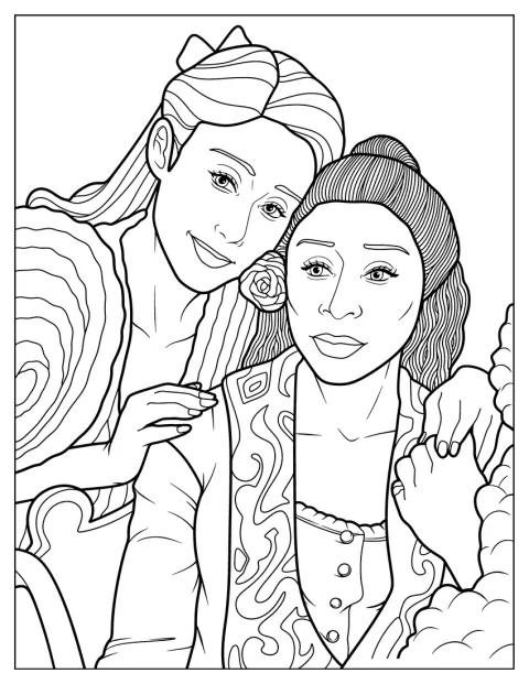 Glinda auttaa Elphabaa ehostautumaan ja tuntemaan olonsa kauniiksi.