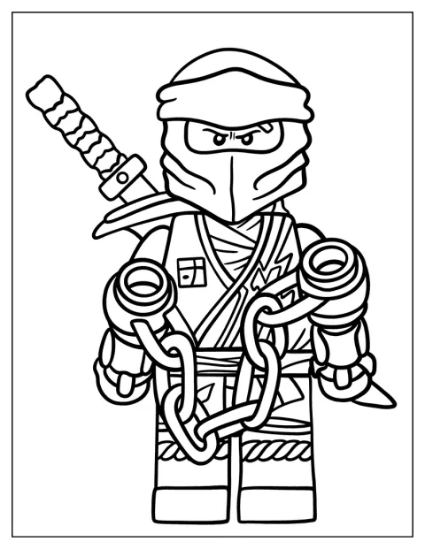 Jay, a Ninjago nindzsa egyszerű körvonalai láthatók.