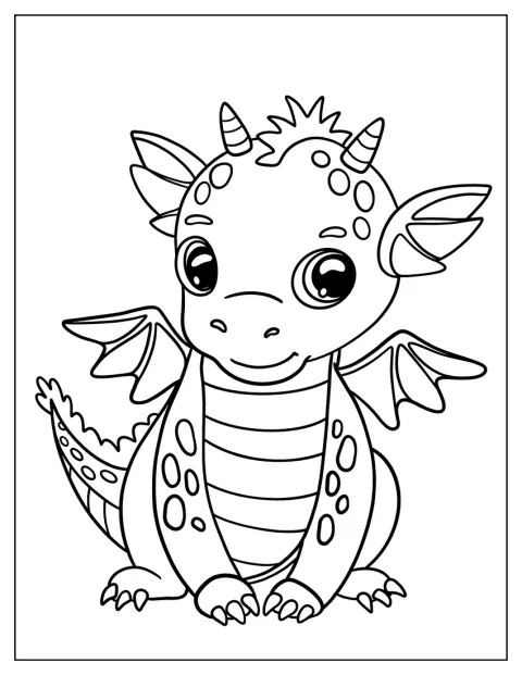 愛らしい表情のドラゴンが描かれています。