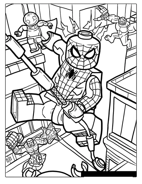 Lego Spider-Man står bland flera Avengers-hjältar.