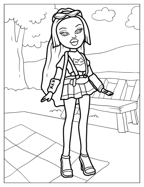 Bratz Jade står i en park.