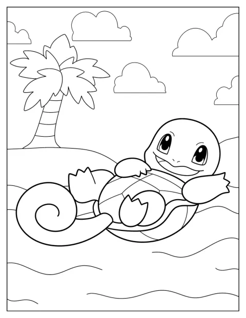 Squirtle Coloring Page Rolling On Sand