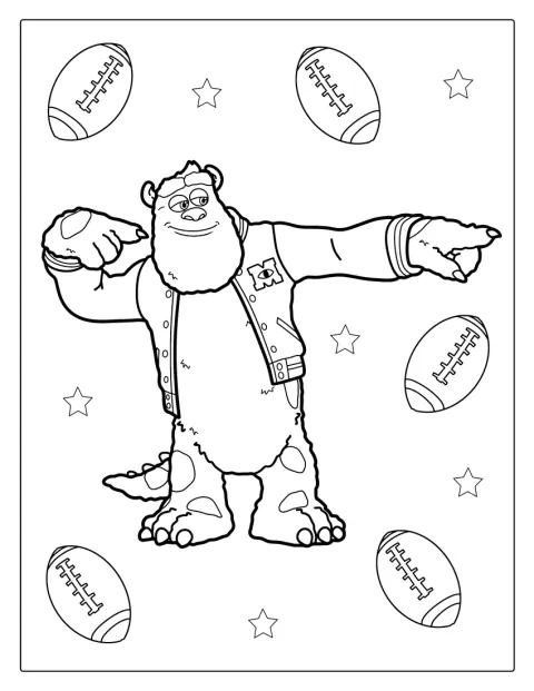 Sullivan uit Monsters University staat afgebeeld.