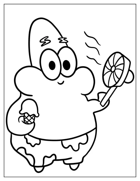 Patrick Stella tiene un ventaglio e un gelato, pronto a rinfrescarsi.
