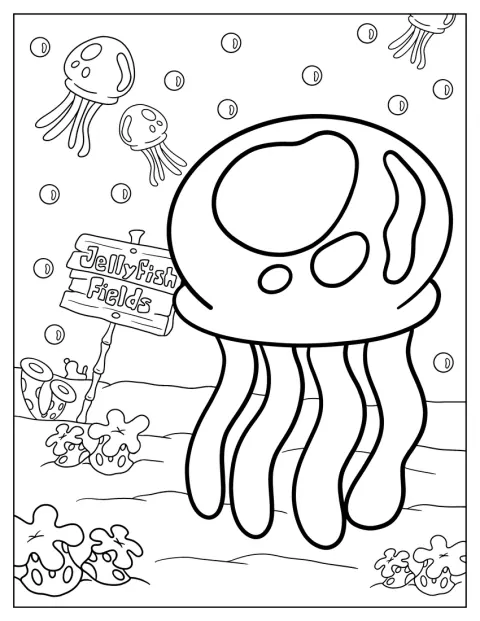 SpongeBob întâlnește meduze în Câmpurile de meduze.