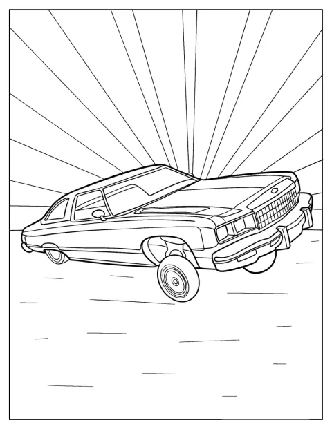 Un lowrider se inclina y salta hacia un lado.