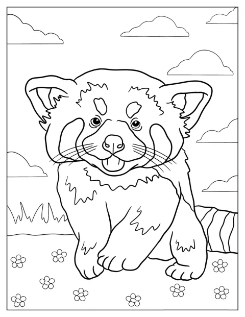 Cute Red Panda To Color