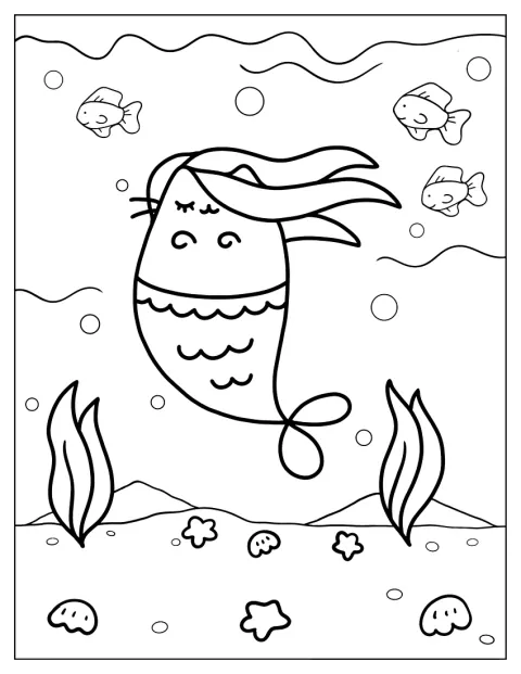 Pusheen aparece transformada en una sirena.