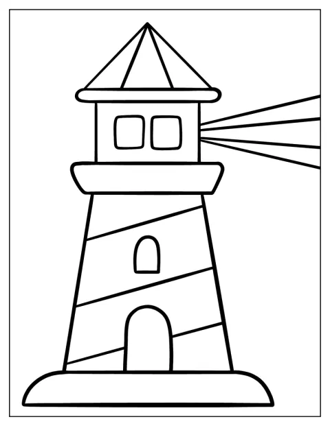 Een eenvoudige vuurtoren staat alleen aan de kust.