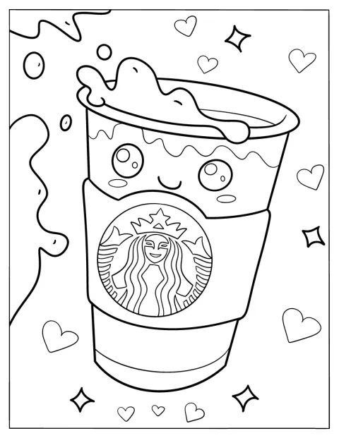 Een cartoonbeker van Starbucks loopt over.