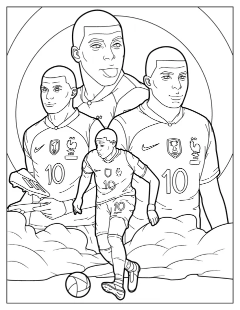 Flere billeder af Kylian Mbappé er samlet i en montage.