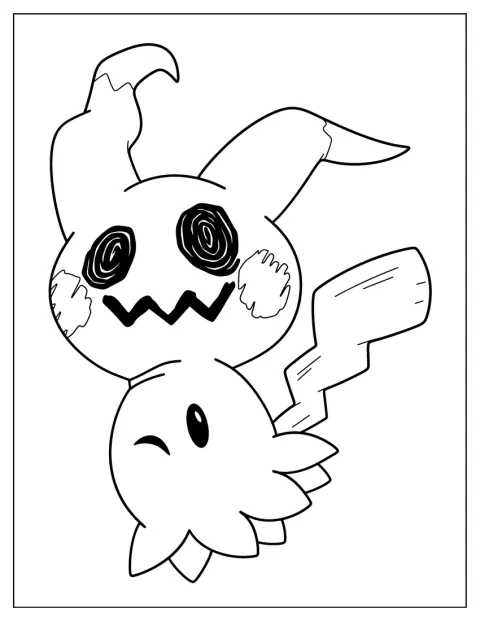 Mimikyu blinker med det ene øje under sit lagen.