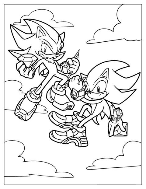 Super Sonic és Sonic együtt tartják kezükben a Káoszsmaragdokat.