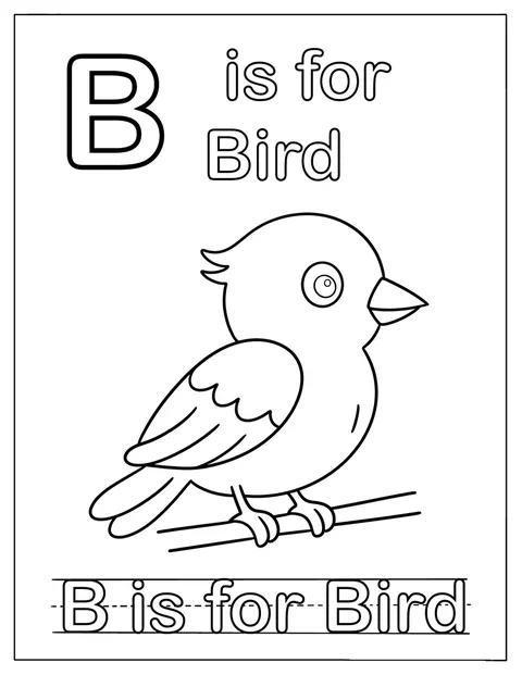 アルファベットのBと鳥が描かれています。