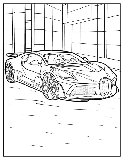 Un Bugatti Divo este ilustrat cu detalii realiste.