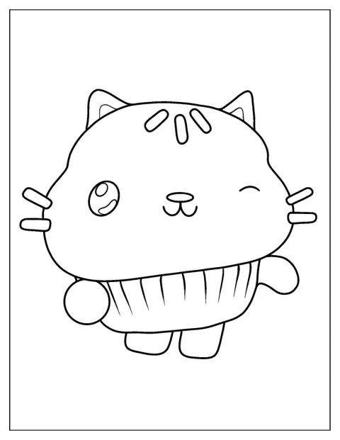 Le contour de Cakey Cat dessine le personnage.