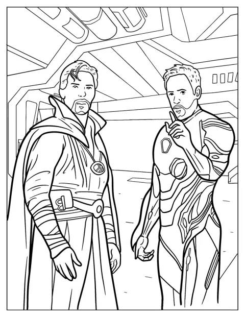 Doctor Strange og Iron Man befinder sig sammen om bord på et rumskib.