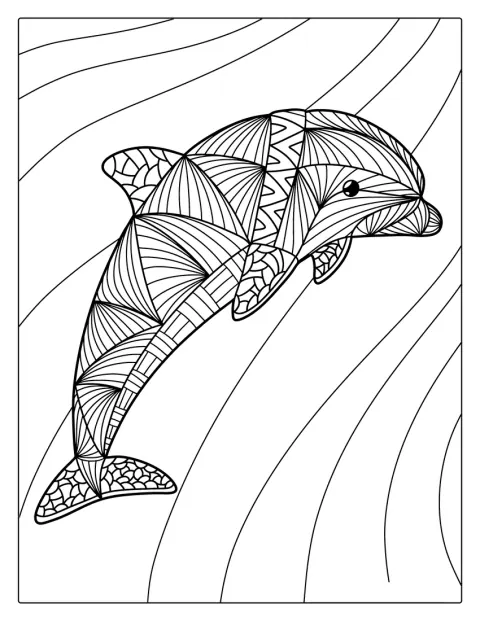 Un dauphin est composé de motifs complexes dans un mandala.