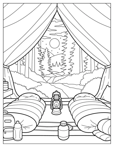 Fra det koselige teltet skimtes en fjellsti under en stjerneklar himmel.