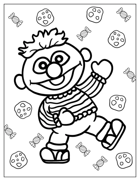 Ernesto è raffigurato in versione chibi, con testa grande e corpo minuto.